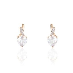 Boucles D'oreilles Puces Or Rose Clothilde Quartz