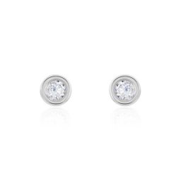 Boucles D'oreilles Puces Eden Serti Pneu Or Blanc Oxyde De Zirconium