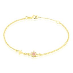 Bracelet Terrie Or Jaune Calcedoine Et Oxyde De Zirconium
