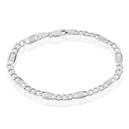 Bracelet Jeremi Maille Alternee 1/3 Et Plaquettes Argent Blanc