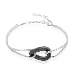 Bracelet Jonc Ceramik Design Argent Céramique Et Oxyde De Zirconium