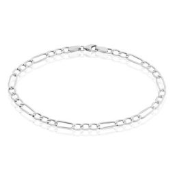 Bracelet Cameo Maille Alternee 1/3 Or Blanc
