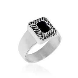 Bague Acier Vieillie Antonny Agate