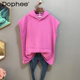 Sweat à Capuche en Coton Éponge pour Femme Haut Simple Amincissant Gilet en Glasure Printemps