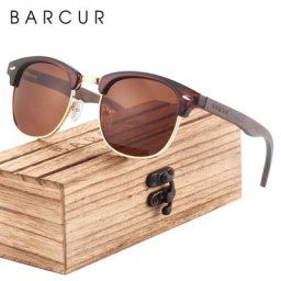 BARCUR – lunettes de soleil en bois naturel pour femmes verres polarisés en noyer pour hommes