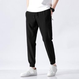FjPants-Pantalon droit pleine longueur pour homme pantalon de travail décontracté applique de