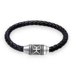 KUZZOI - KUZZOI Bracelet Herren Leder Basic Magnet-Verschlu 925 Silber 1 unité