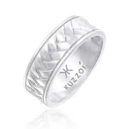 KUZZOI - KUZZOI Bague pour homme à chevrons Vintage en argent sterling 925 massif 1 unité