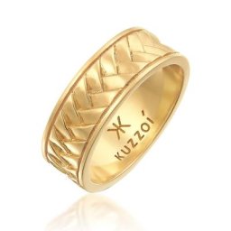 KUZZOI - KUZZOI Bague pour homme à chevrons Vintage en argent sterling 925 massif 1 unité