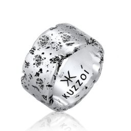 KUZZOI - KUZZOI Bague Look Rustique Massif Statement Homme - (925/1000) Argent 1 unité