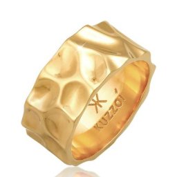 KUZZOI - KUZZOI Bague à anneau pour homme martelée d'occasion ayant l'air solide en argent 1 unité