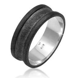 KUZZOI - KUZZOI Bague Hommes Bandee Large Oxydée Casual en argent sterling 925 1 unité