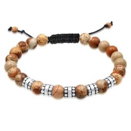 KUZZOI - KUZZOI Bracelet Herren Kugel Achat Jasper Look 925er Silber 1 unité