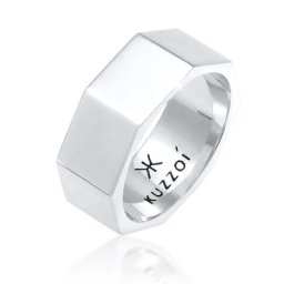 KUZZOI - KUZZOI Bague Hommes Bandring Hexagone Geo Look Tendance en argent sterling 925 1 unité