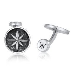 KUZZOI - KUZZOI Boutons de Manchette Boussole pour homme symbole maritime, en argent 925 S bouchon bouteille 1 unité