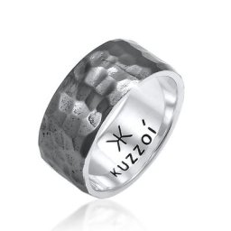 KUZZOI - KUZZOI Bague pour homme en argent sterling 925, martelée et massive. 1 unité