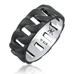KUZZOI - KUZZOI Bague Statment Massif Trend Robuste Look Rustique Homme - (925/1000) 1 unité