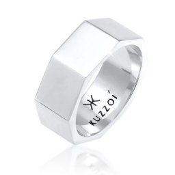 KUZZOI - KUZZOI Bague Hommes Bandring Hexagone Geo Look Tendance en argent sterling 925 1 unité