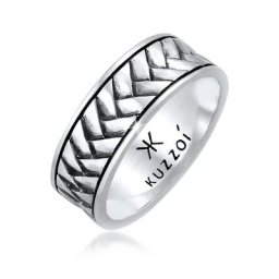 KUZZOI - KUZZOI Bague pour homme à chevrons Vintage en argent sterling 925 massif 1 unité