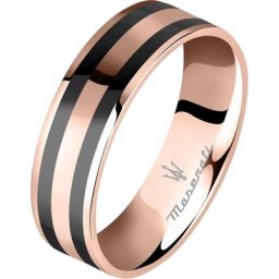 Maserati - Bague pour hommes Acier inoxydable, Céramique or rose, noir 1 unité