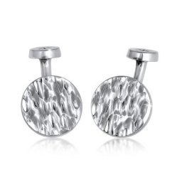 KUZZOI - KUZZOI Boutons de Manchette Hommes Plaquette Ronde Martelée Robuste en Argent Ste bouchon bouteille 1 unité