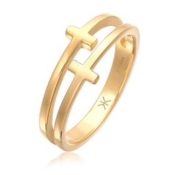 KUZZOI - KUZZOI Bague Hommes Croix Double Moderne en Argent Sterling 925 1 unité