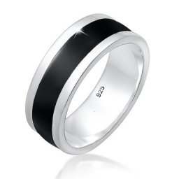 KUZZOI - KUZZOI Bague Bandring pour homme en émail Geo de base, occasionnel, argent ste 1 unité