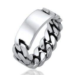 KUZZOI - KUZZOI Bague Hommes sceau optique de chaîne maillons en argent sterling 925 1 unité