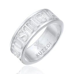 KUZZOI - KUZZOI Bague Hommes ruban écriture massive en argent sterling 925 1 unité