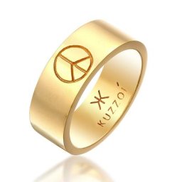 KUZZOI - KUZZOI Bague Hommes bande Peace symbole tendance en argent sterling 925 oxydé 1 unité