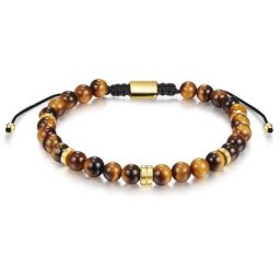 Männerglanz - Bracelet en pierres précieuses Oeil de tigre Marron 1 unité