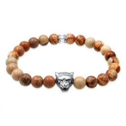 KUZZOI - KUZZOI Bracelet Herren Tiger Kopf Achat Jasper Look 925er Silber 1 unité