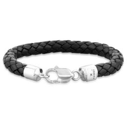 KUZZOI - KUZZOI Bracelet Herren Echtleder Geflochten Karabiner 925 Silber 1 unité