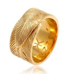 KUZZOI - KUZZOI Bague Plume pour homme Déclaration Chunky Vintage Trend Solide en argent s 1 unité