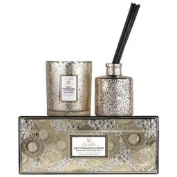 voluspa - Gilt Pomander Hinoki- Scalloped Candle + Reed Diffuser Gift Set DIFFUSER 1 unité