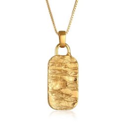 KUZZOI - KUZZOI Collier Hommes Pendentif Plaque Martelé Military en argent sterling 925 collier 1 unité