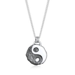 KUZZOI - KUZZOI Collier Hommes Yin Yang Pendentif amitié en Argent Sterling 925 collier 1 unité