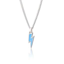 KUZZOI - KUZZOI Collier Hommes Pendentif foudre Basique avec émail en Argent Sterling 925 collier 1 unité