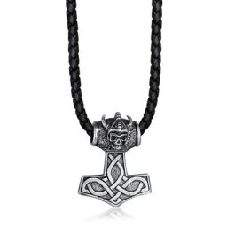 KUZZOI - KUZZOI Collier Leder Keltischer Knoten Thor's Hammer 925 Silber collier 1 unité
