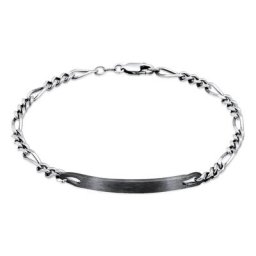 KUZZOI - KUZZOI Bracelet Plaque d'identité pour homme Figaro Discreet Classic en argent st 1 unité