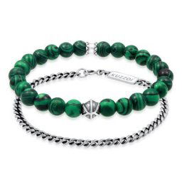 KUZZOI - KUZZOI Bracelet Malachite Vert Trend Robuste Ensemble Homme - (925/1000) 1 unité