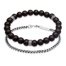 KUZZOI - KUZZOI Bracelet Chaîne masculine en pierre d'onyx 925/1000 argent massif 1 unité