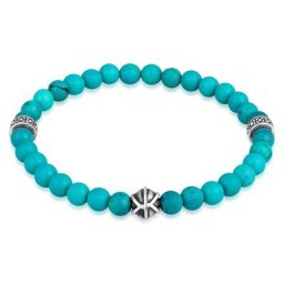 KUZZOI - KUZZOI Bracelet Hommes perles avec Howlite en argent sterling 925 1 unité