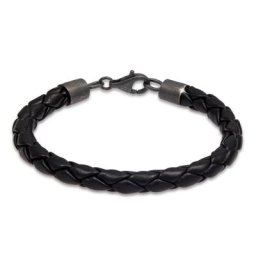 KUZZOI - KUZZOI Bracelet en cuir tressé pour homme 925/1000 argent massif 1 unité