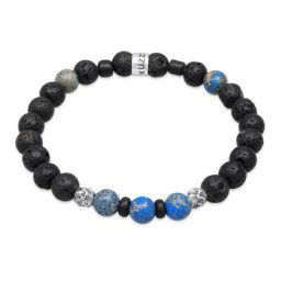 KUZZOI - KUZZOI Bracelet Perles pour hommes rondes avec pierre de lave et perles d'agate e 1 unité