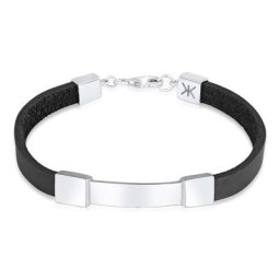 KUZZOI - KUZZOI Bracelet Plaque de Bouclier pour Homme en Cuir Véritable Élégante Argen 1 unité