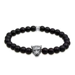 KUZZOI - KUZZOI Bracelet Homme Tête de Tigre Onyx Pierres précieuses Noir 925 Argent 1 unité
