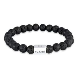 KUZZOI - KUZZOI Bracelet Mens Lava Gemstone Bead Rectangle Trend en argent sterling 925 1 unité