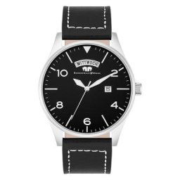 Rhodenwald&Söhne - Montre à quartz Vintage en Argent Cuir véritable Noir 1 unité
