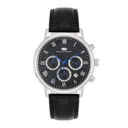 Rhodenwald&Söhne - Chronographe Moonlight en Argent Cuir véritable Noir Montre 1 unité